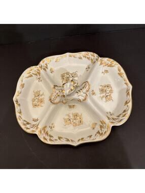Vintage Limoges France Porcelain Divided Serving Dish – Gold Gilded Floral Gorge